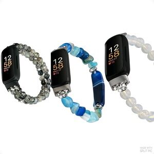 New 3 stretch beaded bracelet Fitbit Inspire 3 tracker bands blue black white